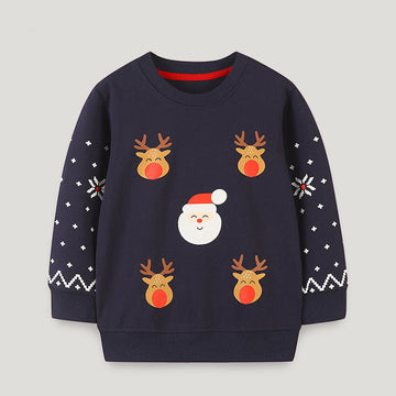 Toddler Cartoon Elk Santa Claus Snow Sweatshirt