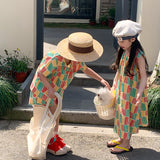 Toddler Color Block Striped Lapel Set Dress