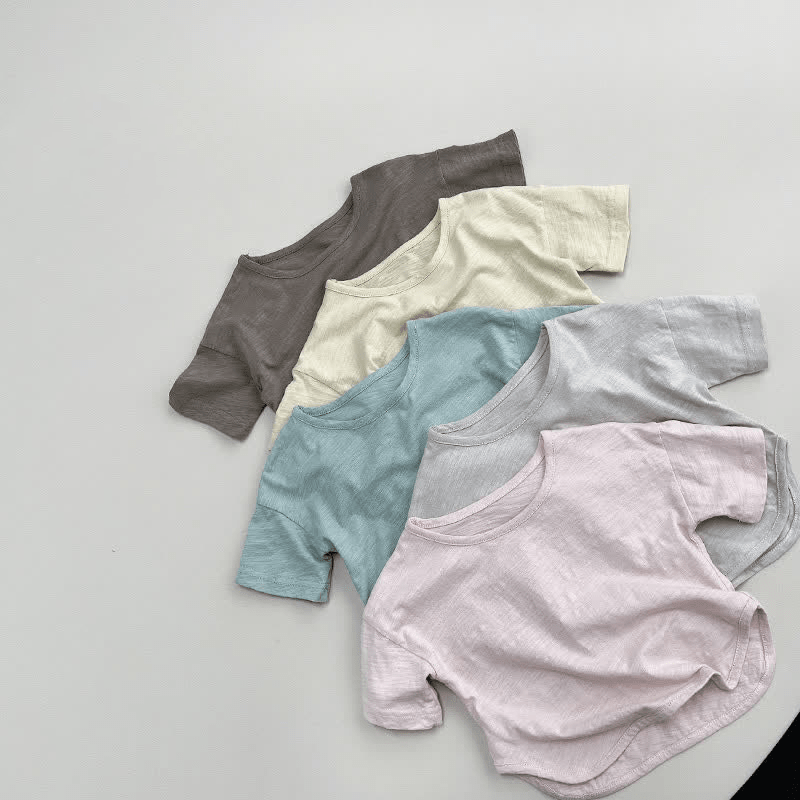 Toddler Solid Color Crew Neck Casual T-shirt