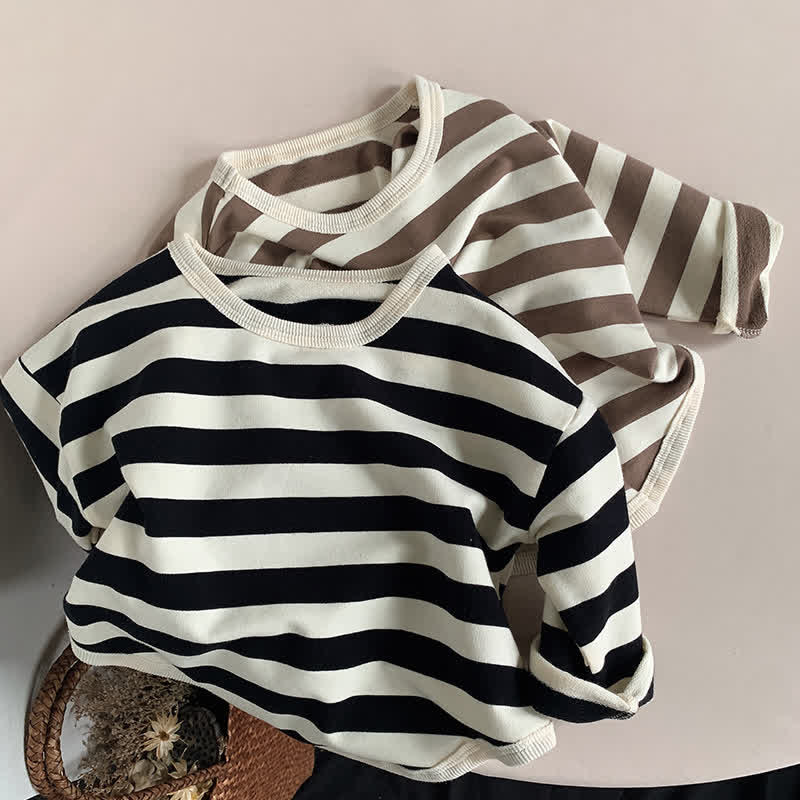 Toddler Boy Striped Crew Neck Loose T-Shirt