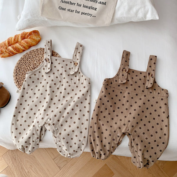 Baby Corduroy Earthy Color Dots Lovely Overalls