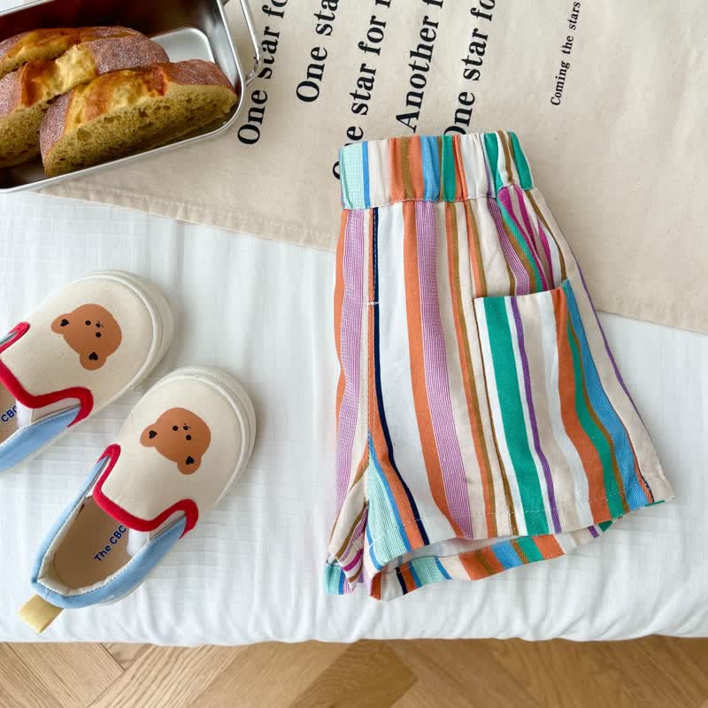 Baby Toddler Rainbow Striped Casual Shorts