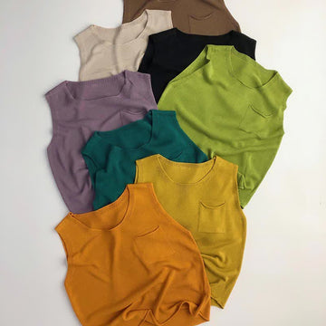 Toddler Boy Solid Color Knitted Tank Top