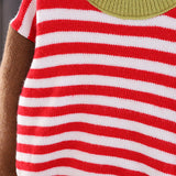 Toddler Color Block Striped Contrast Sleeves Sweater