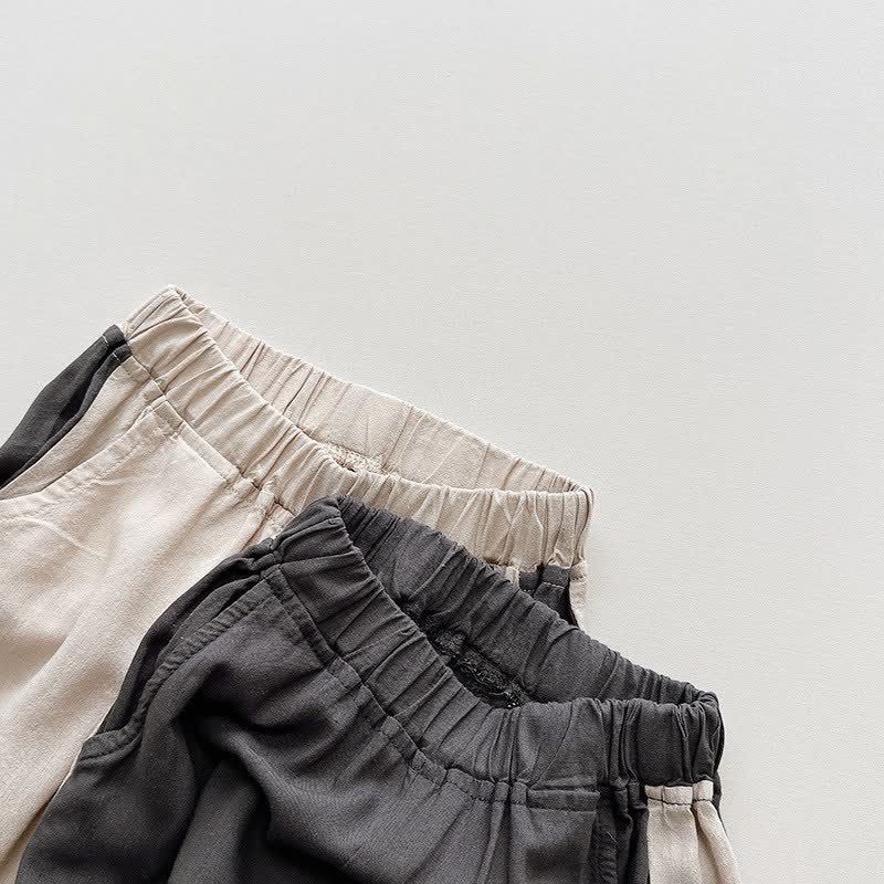 Toddler Boy Color Block Linen Casual Pants