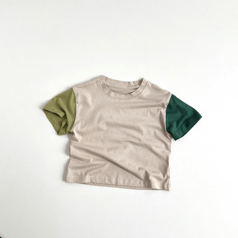 Toddler Boy Contrast Sleeve Loose Tee