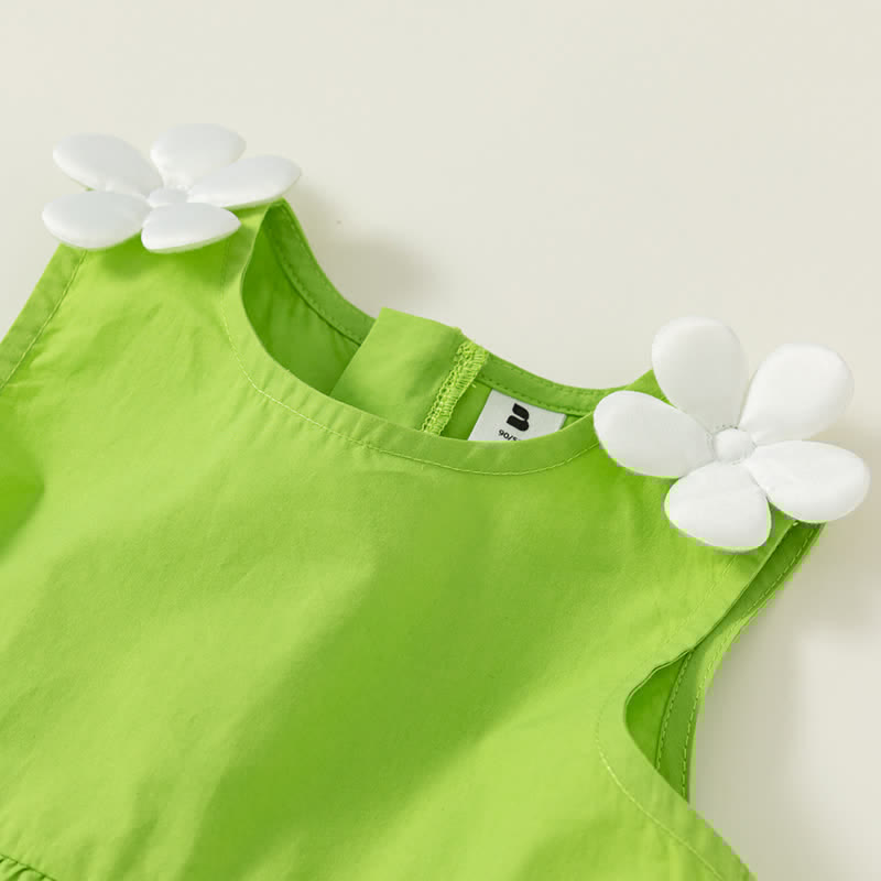 Toddler Girl Flower Green Dress