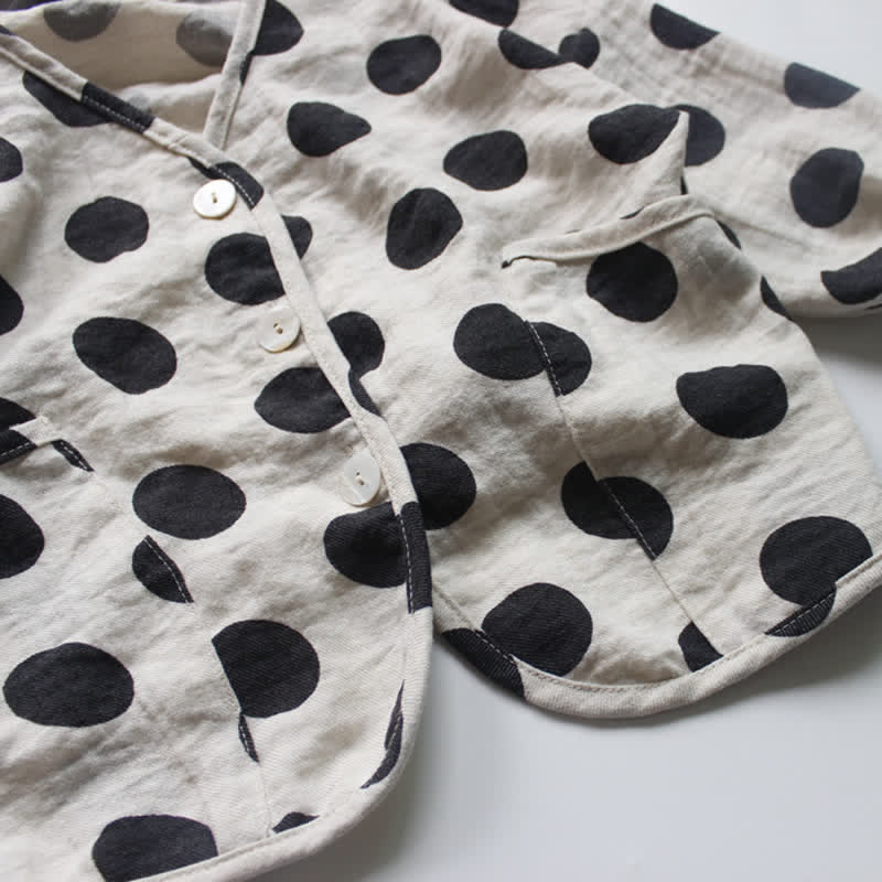Toddler Polka Dot Linen Loose Outerwear