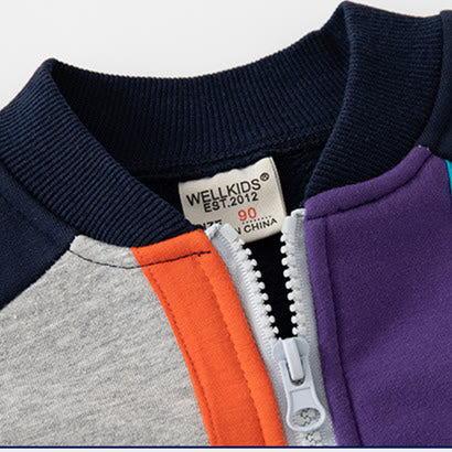 C Toddler Boy Color Block Zipper Baseball Coat