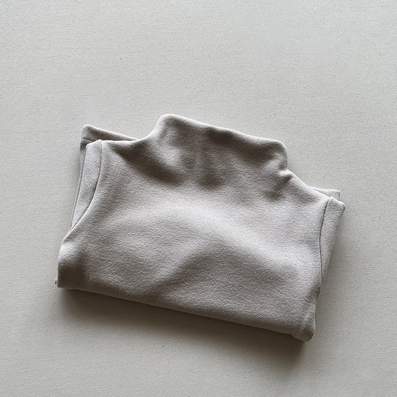 Toddler High Collar Solid Color Warm T-shirt
