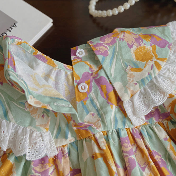 Toddler Girl Lace Retro Style Flower Dress