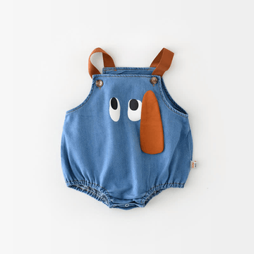 Baby Dog Denim Strap Bodysuit