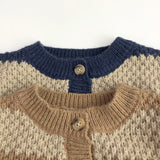 Toddler Wide Striped Knitted Design Retro Style Cardigan
