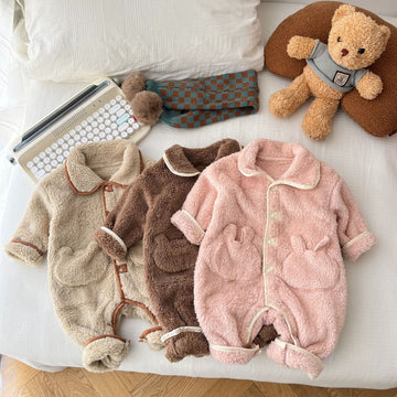Baby Polo Fleece Animal Romper