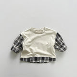 Toddler Plaid Fake 2pcs Sweatshirt