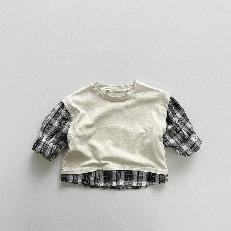 Toddler Plaid Fake 2pcs Sweatshirt