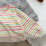 Toddler Colorful Striped Pocket Waffle Sweatshirt