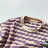 Toddler Casual Striped Side Round Neck T-shirt