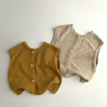 Toddler Solid Color Button Knitted Vest