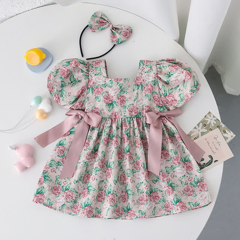 Baby Toddler Sister Match Flower Bodysuit Dress