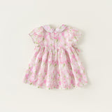 Toddler Girl Pink Flower Peter Pan Collar Dress