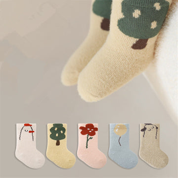 Baby Flower Animal Tree Balloon Fleece Floor Socks