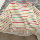 Toddler Colorful Striped Pocket Waffle Sweatshirt