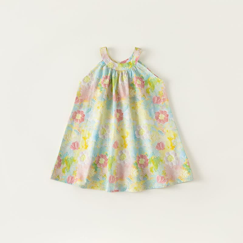 Toddler Girl Halterneck Flower Sleeveless Dress