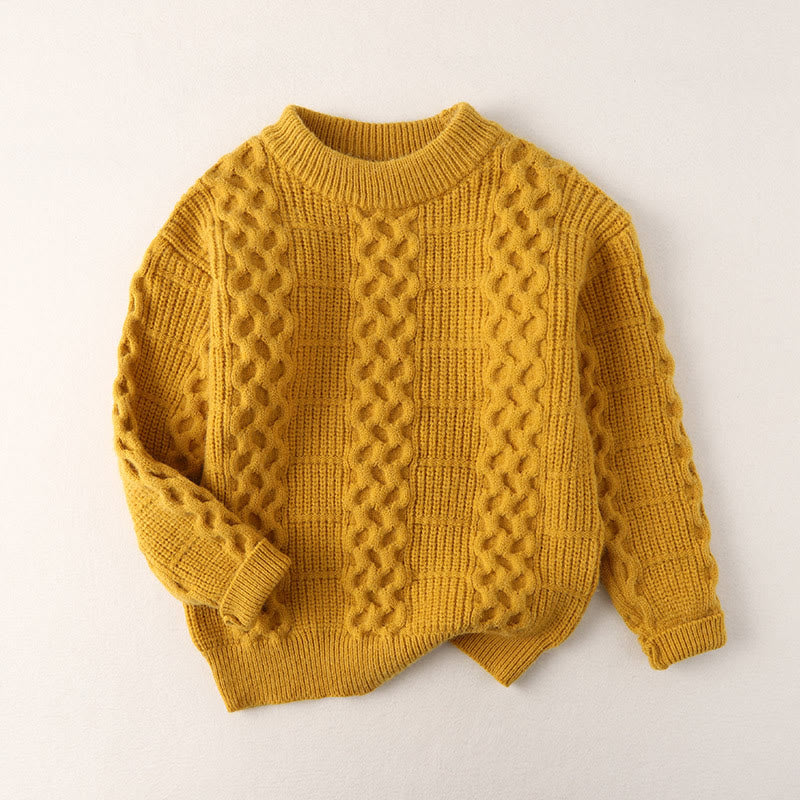 Toddler Knitted Solid Color Round Neck Loose Sweater