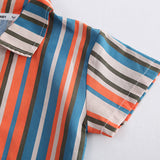 Toddler Boy Striped Lapel Tee and Shorts Set