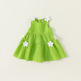 Toddler Girl Flower Green Dress