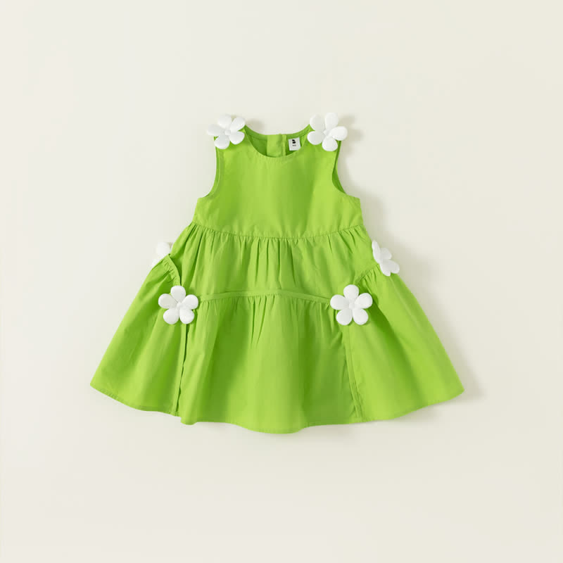 Toddler Girl Flower Green Dress