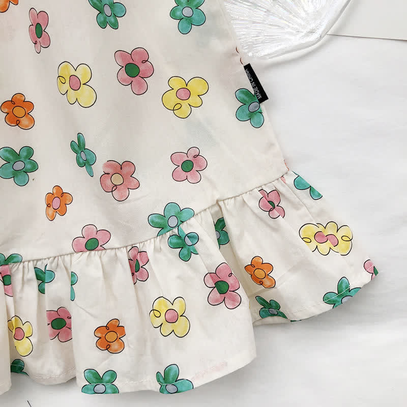 Toddler Girl Square Neck Flower Dress