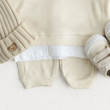 Toddler Waffle Solid Color Sweatsuit 2 Pieces Set