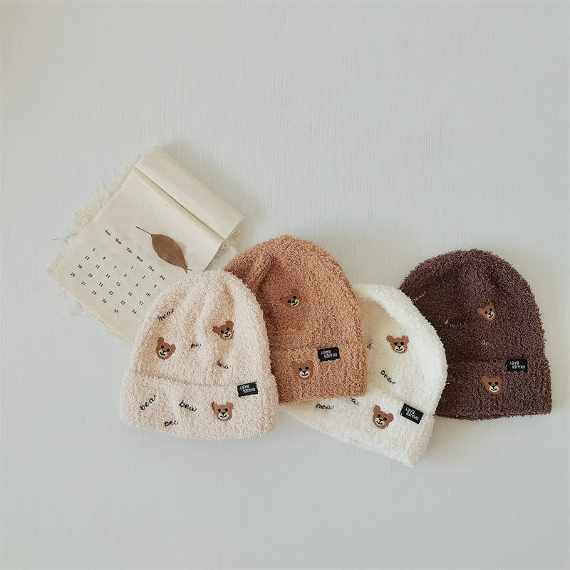 BEAR Baby Embroidered Bear Lovely Plush Beanie