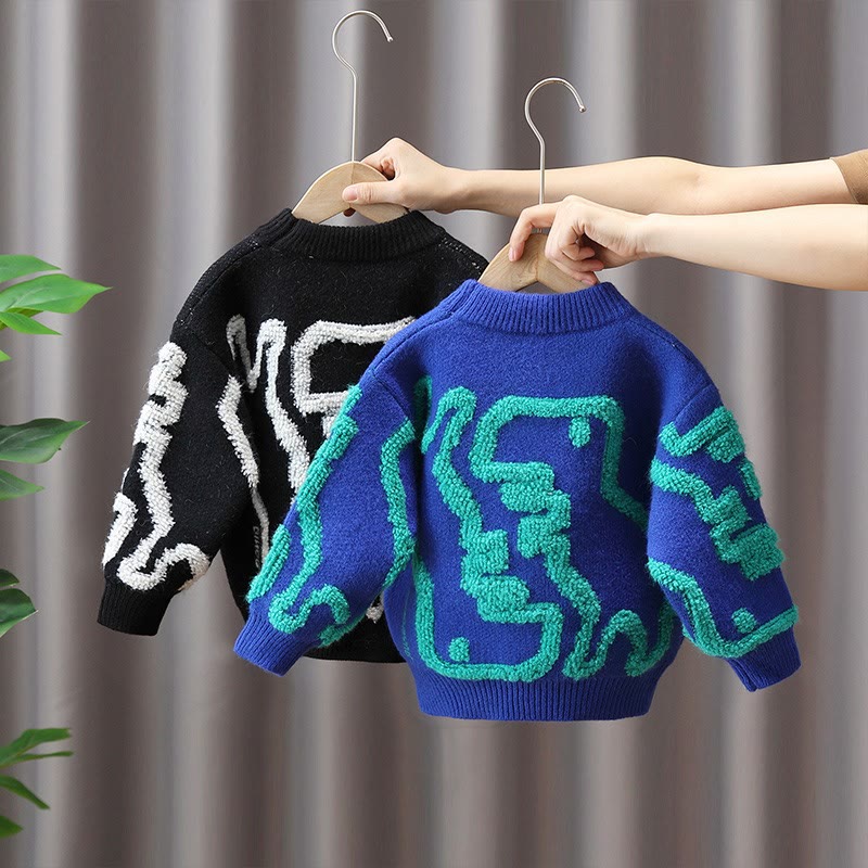 Toddler Boy Cartoon Dinosaur Knitted Lovely Sweater