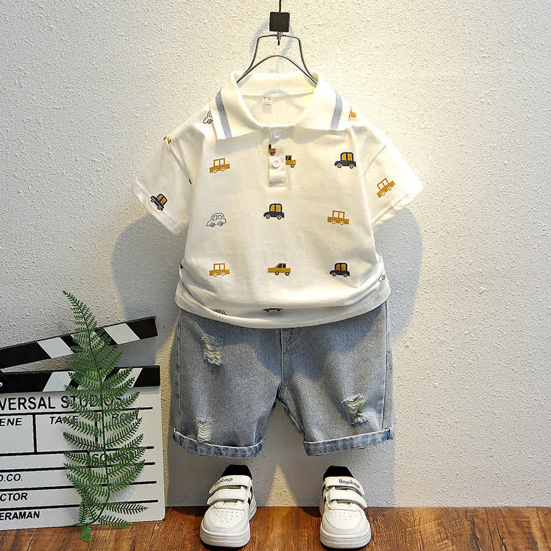 Toddler Boy Cars Tee and Denim Shorts Set