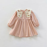 Toddler Girl Embroidered Flower Collar Princess Dress