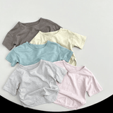 Toddler Solid Color Crew Neck Casual Tee