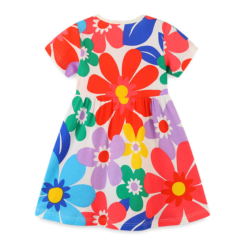 Toddler Girl Sunflower Cew Neck Dress