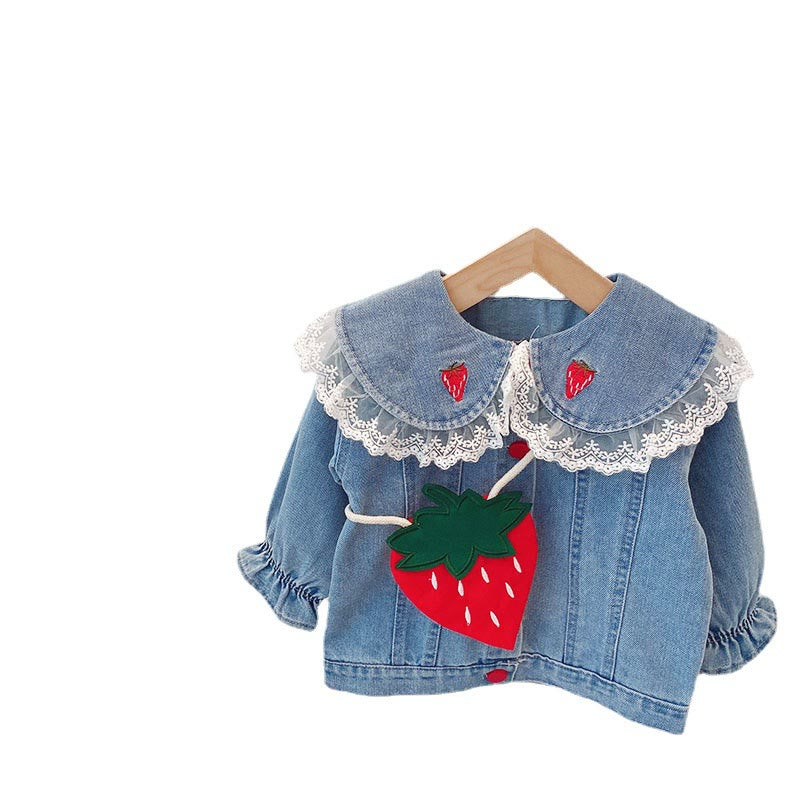 Toddler Girl Strawberry Denim Jacket