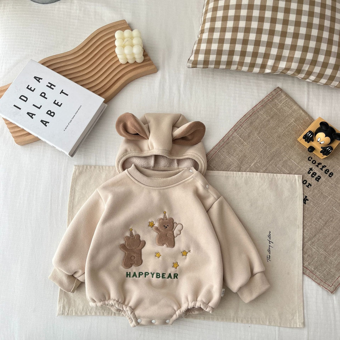 HAPPY BEAR Baby Romper with Hat