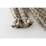 Toddler Girl Retro Plaid Lace Lapel Collar Trim Dress