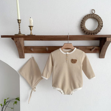 Baby Bear Crew Neck Bodysuit with Bonnet