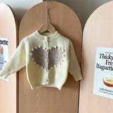 Toddler 3D Dots Heart Knitted Cardigan