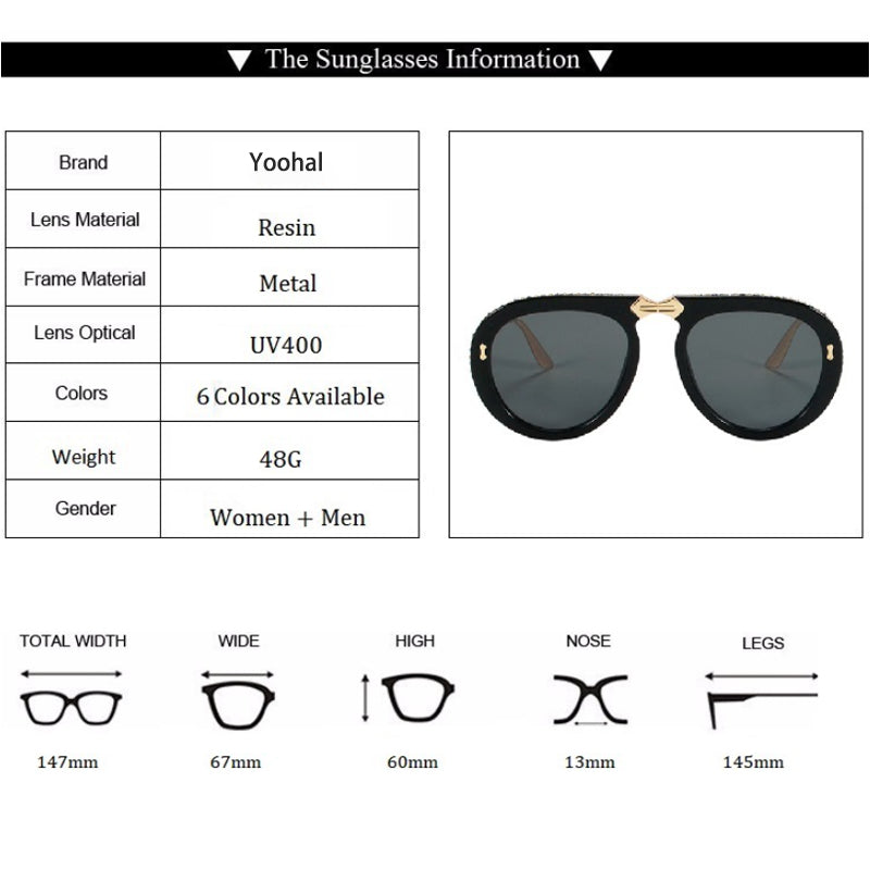 Luxury Gradient Lens Retro Clear Aviator Sunglasses