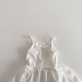 Toddler Girl White Splicing Sling Dress