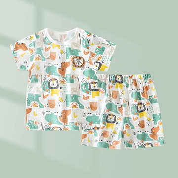 Baby Animal Crew Neck Pajamas Set