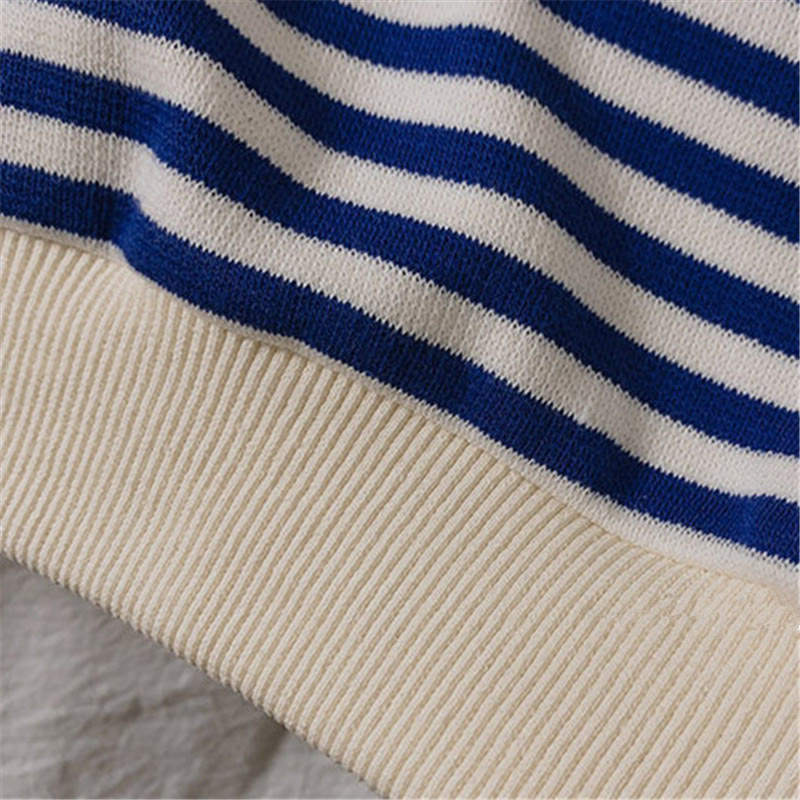 Toddler Loose Striped Pocket Batwing Sleeves Sweatshirt