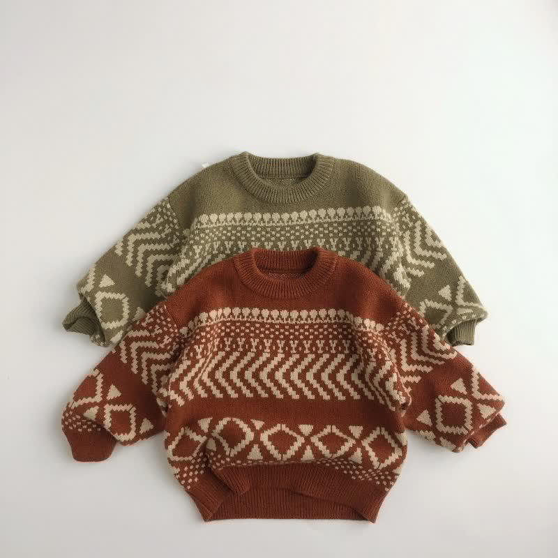 Toddler Boy Jacquard Crew Neck Sweater